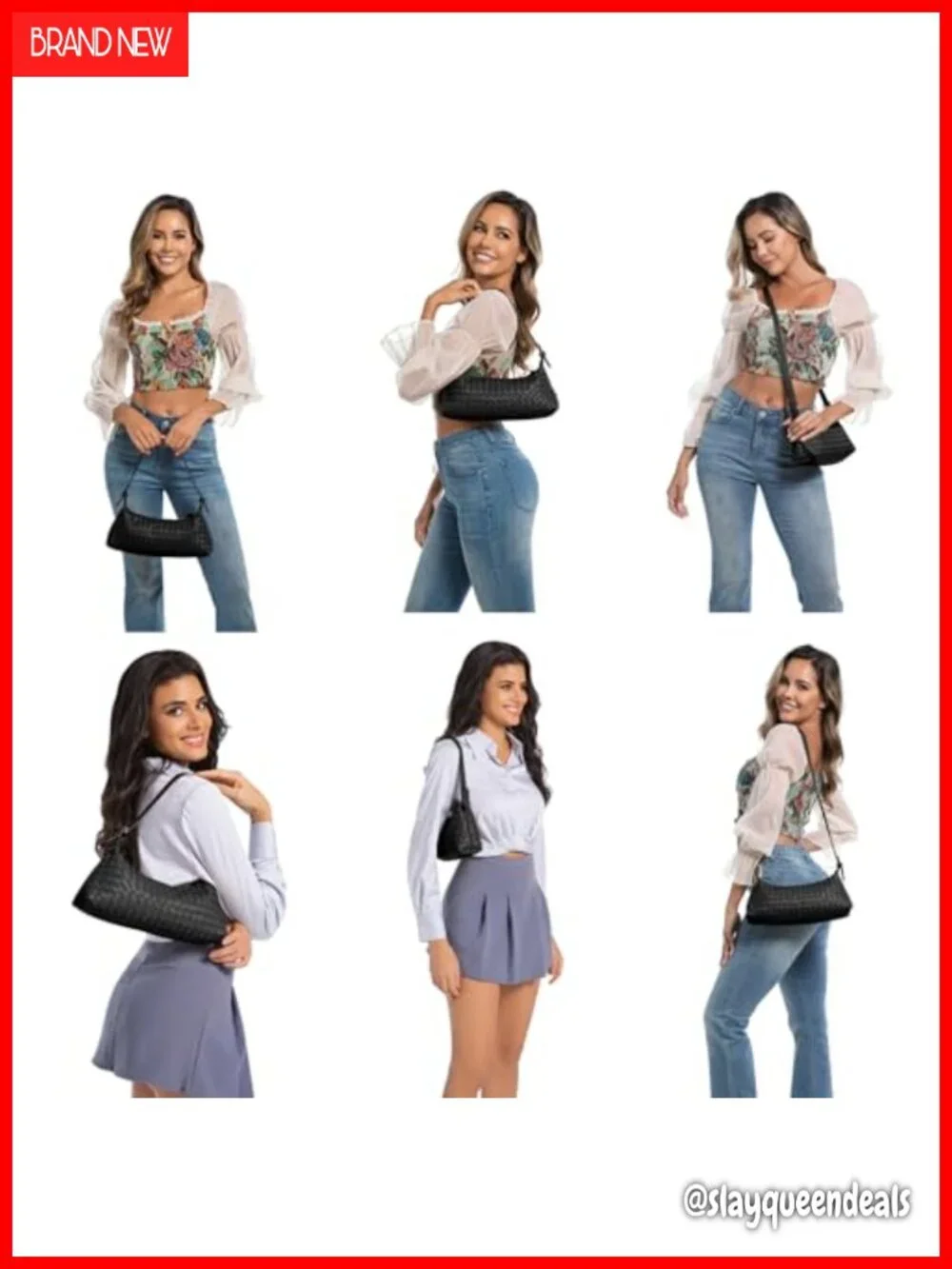 Woven Faux Leather Hobo Bag Crossbody Shoulder Purse with Adjustable Strap